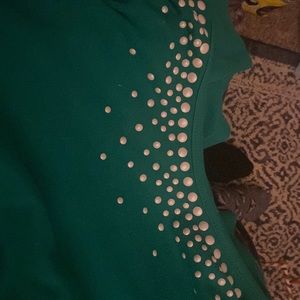 Nikki Green /white pearl beads size XL blouse 60% cotton 40%Poly good condition